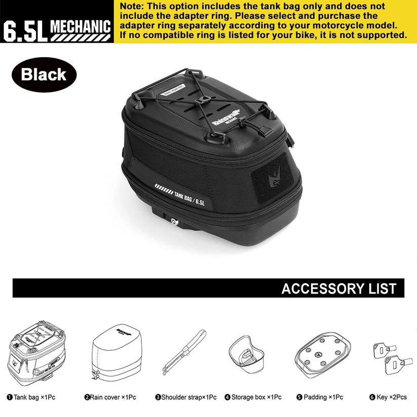 RhinoWalk 6.5L Magnetic Quick Release Expandable Tank Bag
