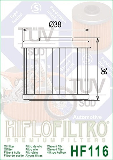 HiFlo HF116 Honda CRF 150 / 250 / 450 Husqvarna TC / TE Oil Filter