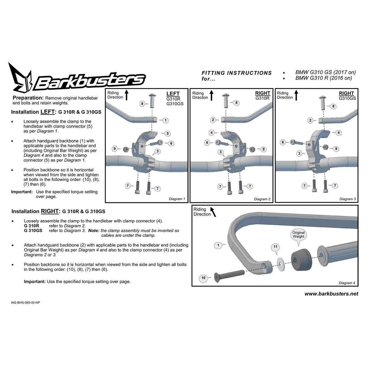 Barkbuster Handguard BMW G310R '16-, G310GS '17 on