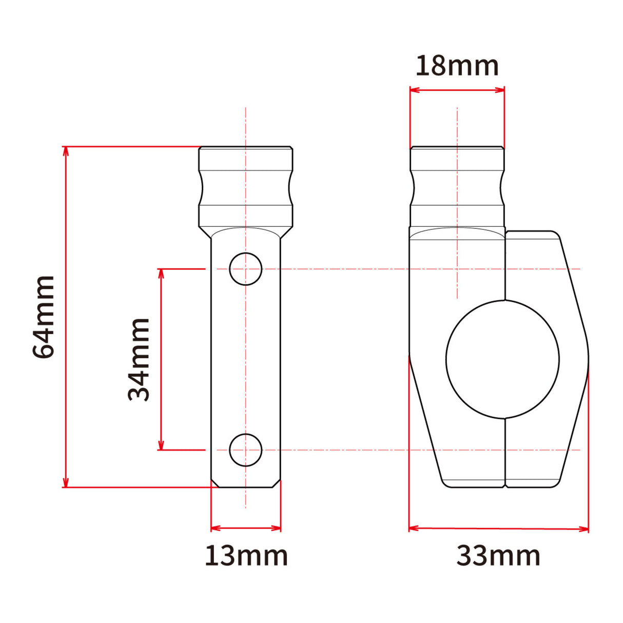DRC Mirror Holder 10mm - Black