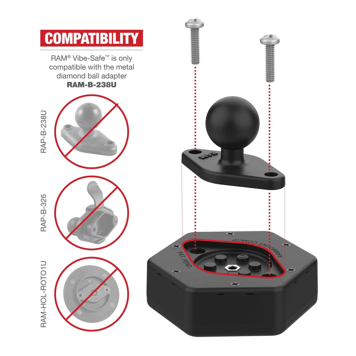RAM Vibe-Safe with NPT Adapter for 2-hole Holders