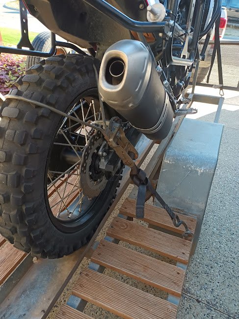 Rear Wheel Tie Down Strap System