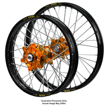 Load image into Gallery viewer, Black Excel Rims / Orange Haan Hubs Wheel Set - KTM 1190R 2013-2016 / 1090-1290R 2017-On 21*1.85 / 18*4.25