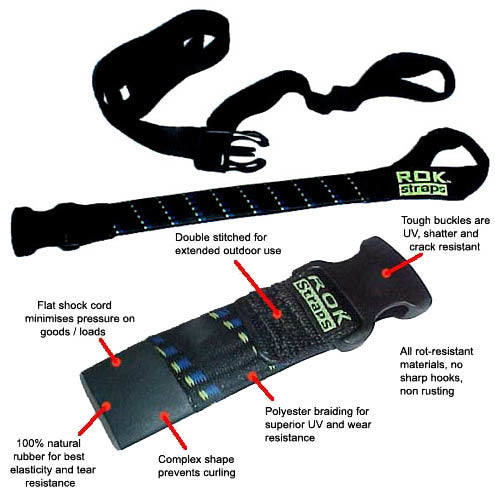 Rok Straps - Motorcycle adjustable stretch strap (Pair