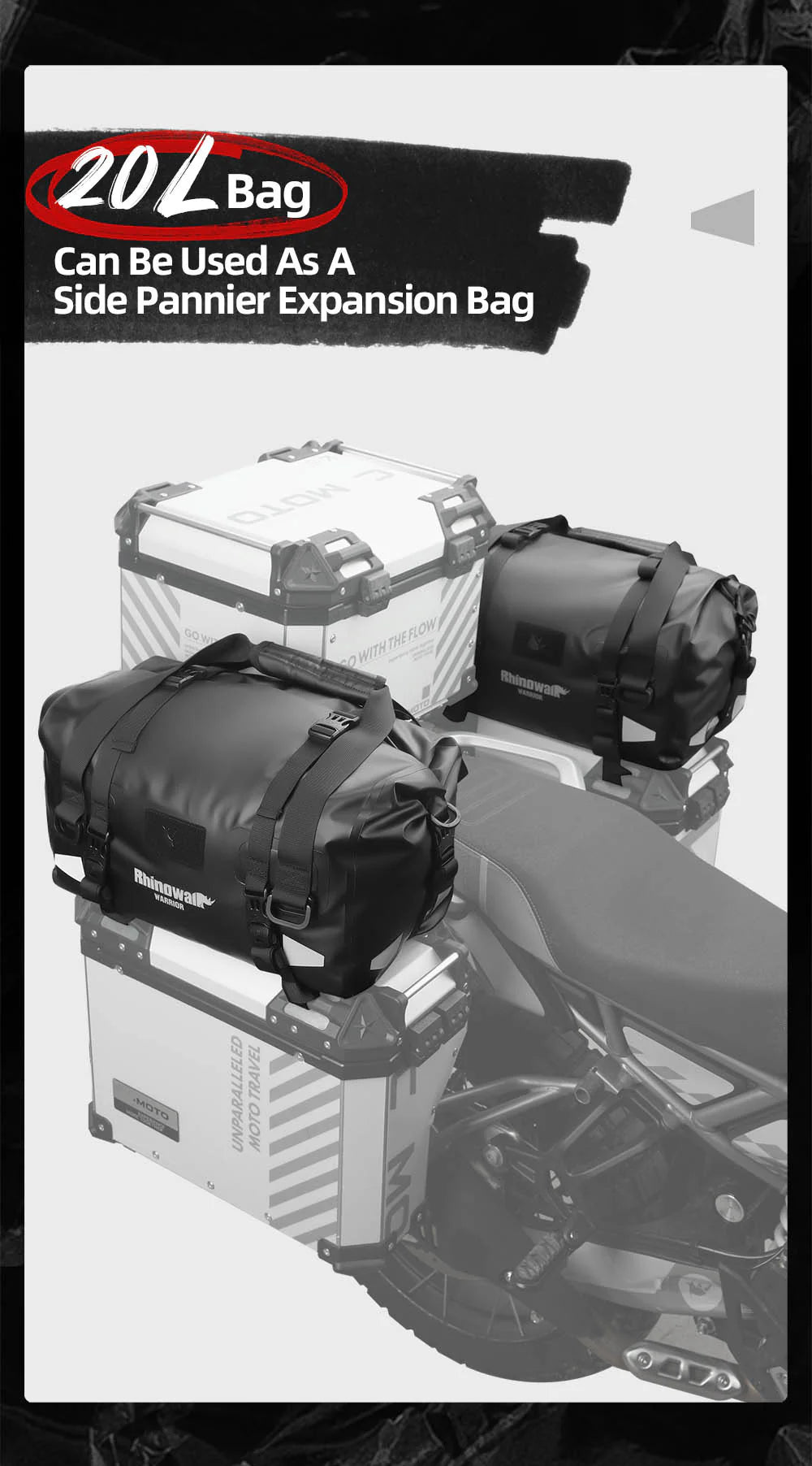 RhinoWalk Warrior Series X Waterproof Duffel Bag - 20L, 40L, 65L