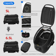 Load image into Gallery viewer, RhinoWalk 6.5L Expandable Motorcycle Tank Bag - Magnetic Quick Release