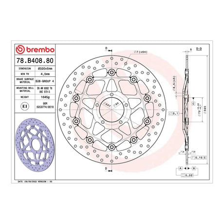 Brembo Prime Brake Disc Serie Oro Front 78B40880