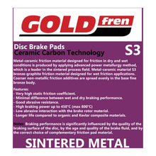 Load image into Gallery viewer, GOLDfren Brake Pads Sintered Sports GF009 - S3 (PH55)