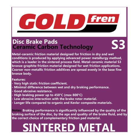 GOLDfren Brake Pads Sintered Sports GF025 - S3 (PH38)