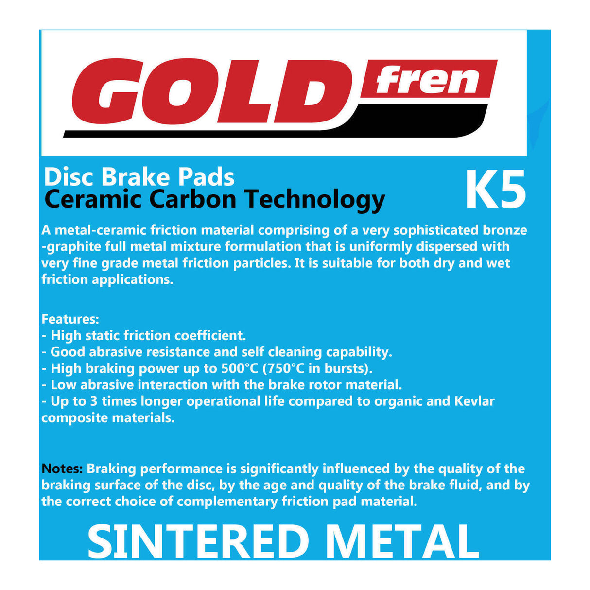 GOLDfren Brake Pads Off-Road Racing GF026 - K5 (PR111)