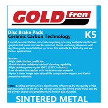 Load image into Gallery viewer, GOLDfren Brake Pads GF030 - K5