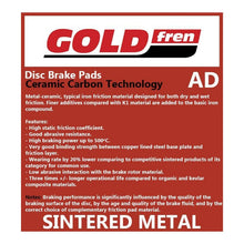 Load image into Gallery viewer, GOLDfren Brake Pads GF115 - AD