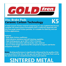 Load image into Gallery viewer, GOLDfren Brake Pads Off-Road Racing GF378 - K5 ( PR507 )