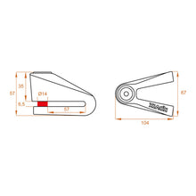 Load image into Gallery viewer, Kovix KVZ2 Disc Lock Orange 14mm Pin with Reminder Cable