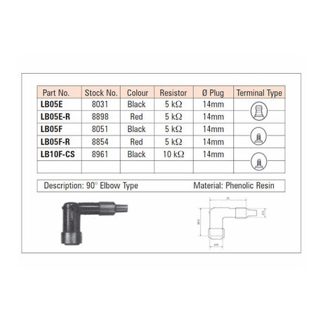 NGK LB05F SPARK PLUG CAP (8051) NLA