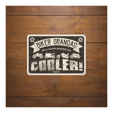 Load image into Gallery viewer, Oxford Garage Metal Sign: Biker Grandad, Like a Normal Grandad, But Cooler