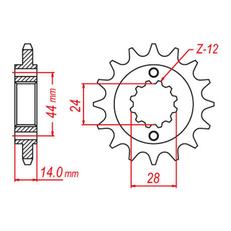 MTX 1372 Steel Front Sprocket #525 (10-MAV)