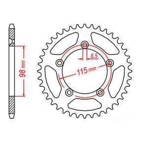 Rear Sprocket MTX Zero Alloy MX 894 48T #420 11A-KMX-48BLK