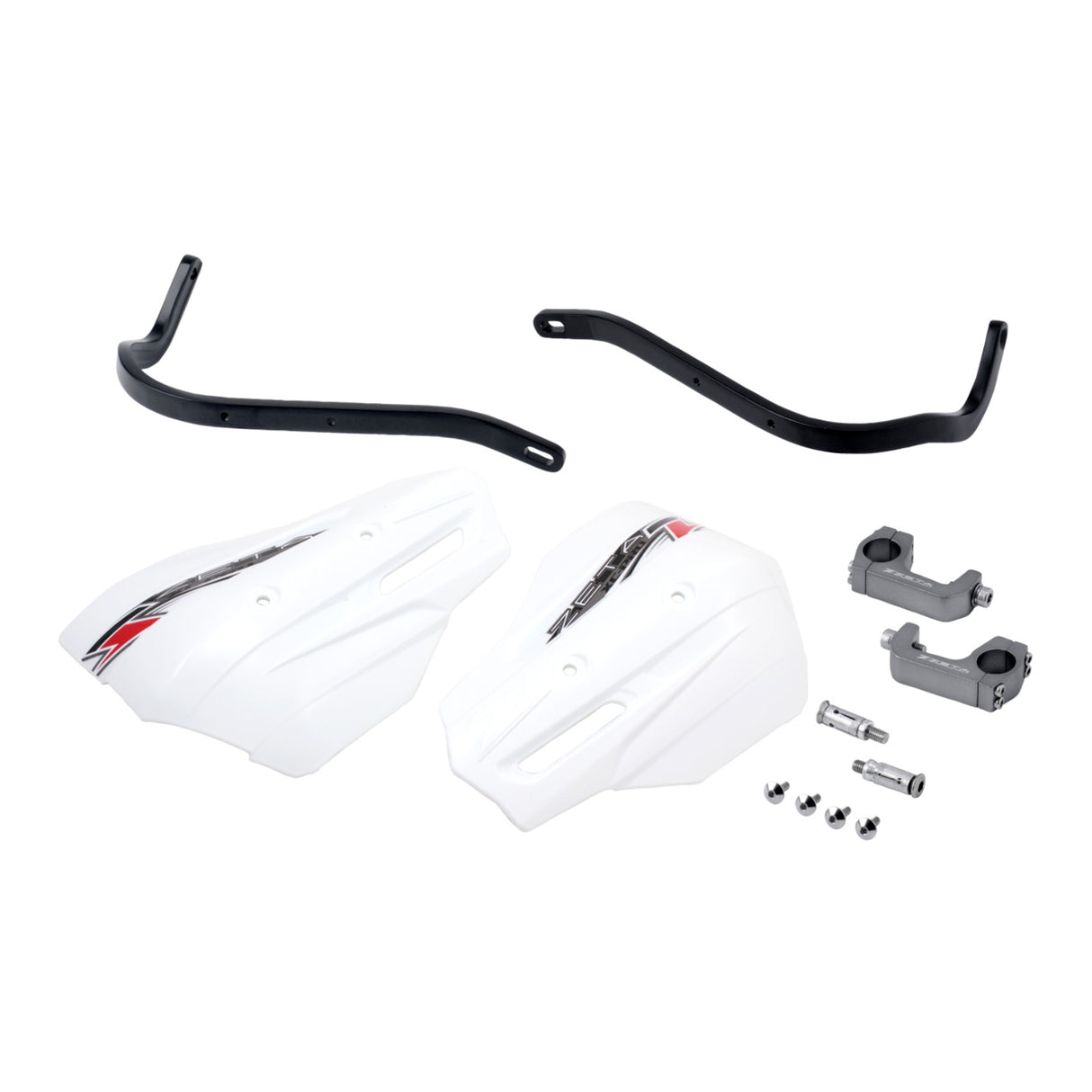 Zeta Armour XC-Pro Handguard Kit for 28.6mm Handlebars with U-Clamp - Black / Wh