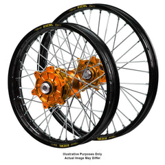 Black Excel Rims / Orange Haan Hubs Wheel Set - KTM 790/890 2019-On 21*2.15 / 18*4.25 OEM SIZE