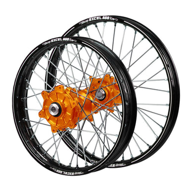 KTM Haan Cush Drive Orange Hubs / A60 Black Rims Wheel Set 500 EXC-F 2016-2023 (21*1.6 / 18*2.15 OE)