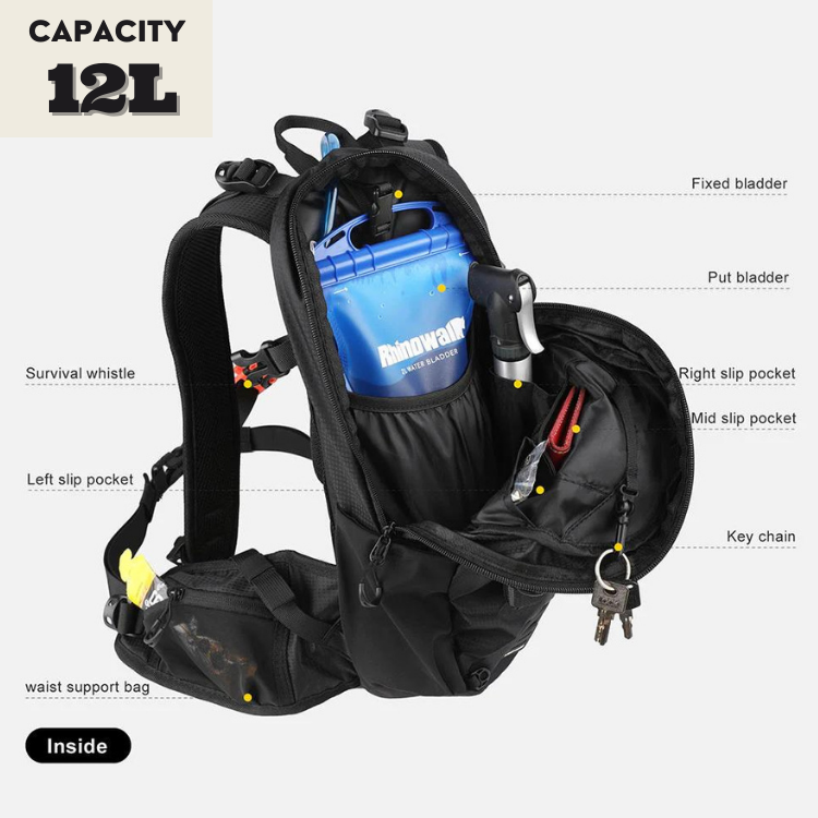 RhinoWalk ADV12 Motorcycle Backpack Black