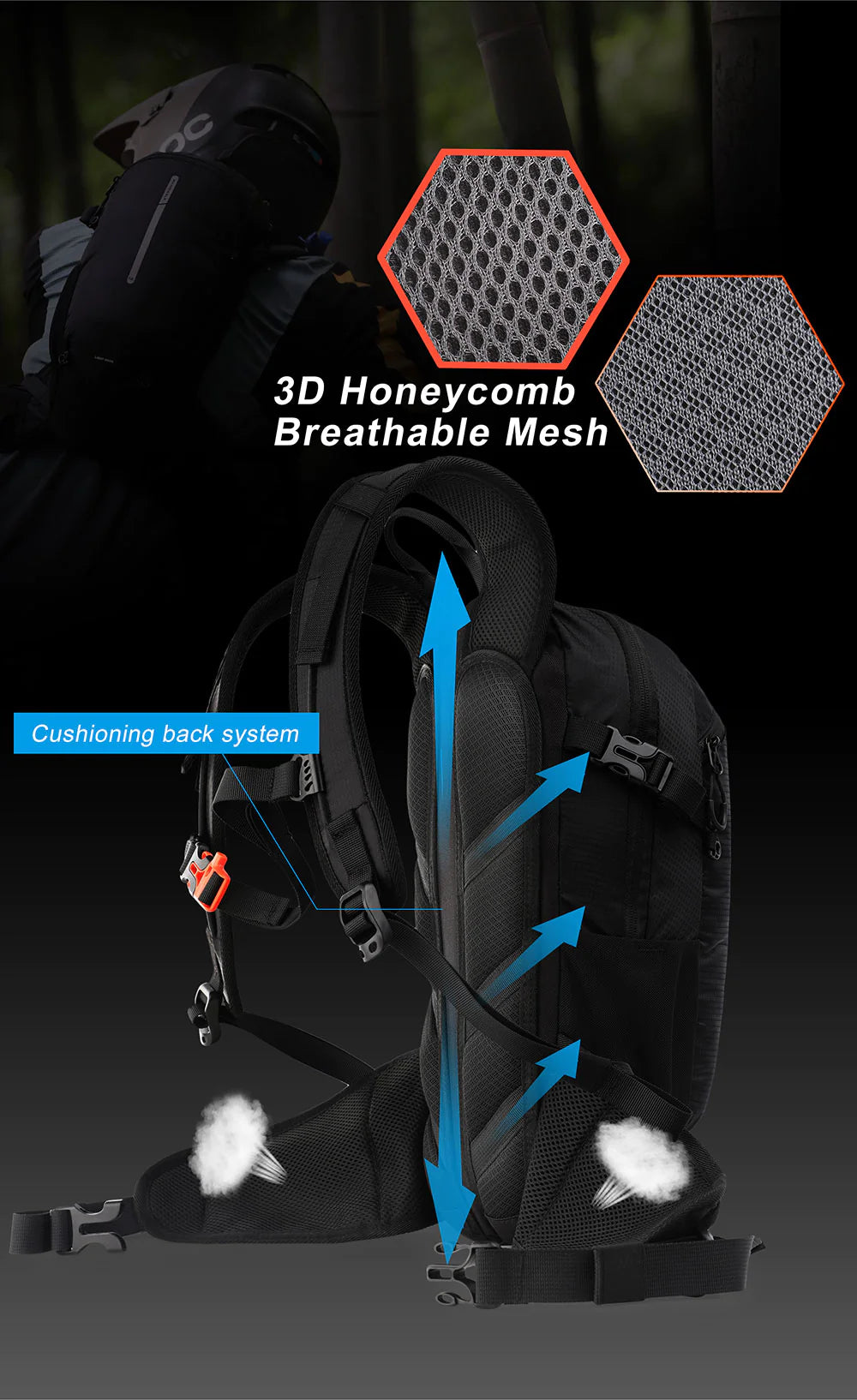 RhinoWalk ADV12 Motorcycle Backpack Black