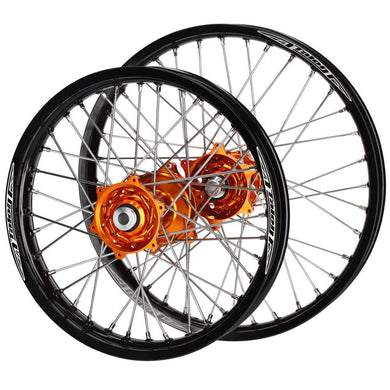KTM Talon Orange Hubs / Talon Black Rims Wheel Set 500 EXC-F 2016-2023 (21*1.6 / 19*2.15)